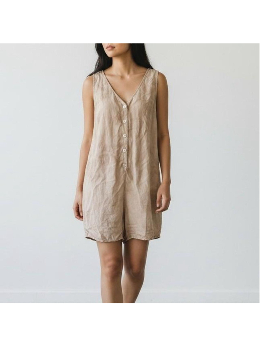 Cloth & Stone Beige Tan Tencel Jumpsuit Romper Women's XL